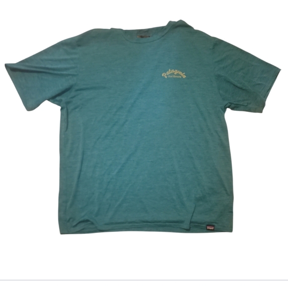 Patagonia trail running teal green short sleeve t-shirt large shirt - Picture 2 of 5